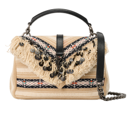 College Jacquard Shoulder Bag, Canvas, Beige/Multi, MII, S, 2*